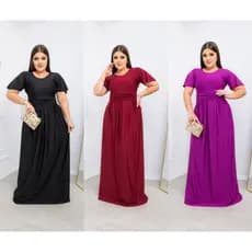 Vestido Longo  Modelo Bella - Manga Flare Várias Cores - M ao G1