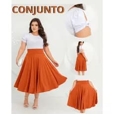 Conjunto Blusa e Saia Midi P AO GG