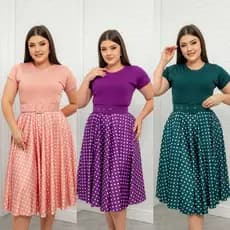 Vestido Midi - Poá  Estilo Anos 60 - Moda Evangelica.