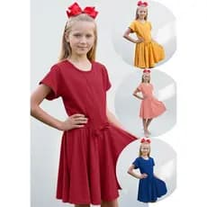 Vestido Godê Infantil com Detalhe de Laço Lindas Cores Tamanho 2 ao 12