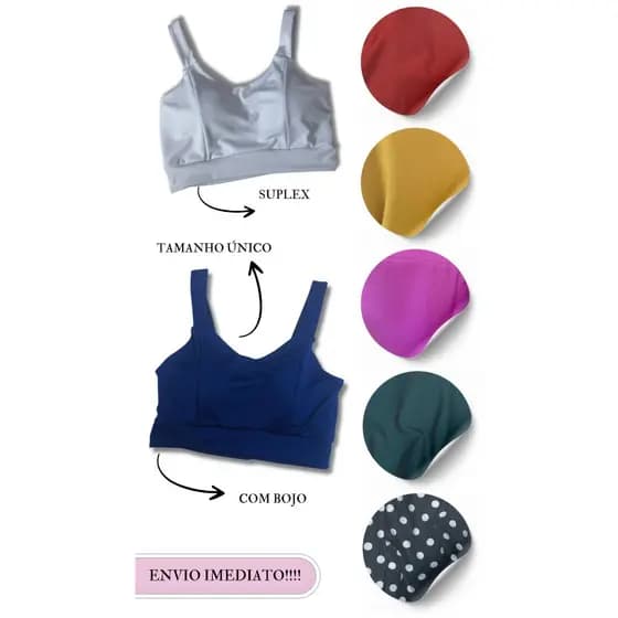 KIT 10 PEÇAS CROPPEDS COM BOJO EM SUPLEX DIVERSAS CORES !