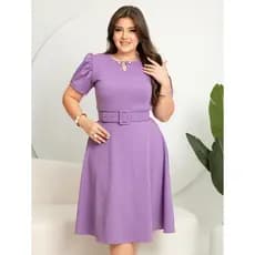 Vestido Pérola Lilás Manga Princesa Acompanha Cinto Moda Modesta P Ao G2