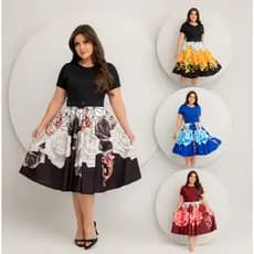 Vestido Midi  Estampado - Com Cinto - Moda Cristã Evangélica - LOJA VIA BRÁS