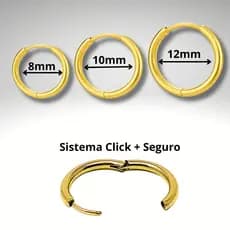 Trio de Brincos Unissex Click Dourado aço inox