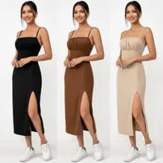 Vestido Feminino Com Fenda Colado Suplex Premium Level