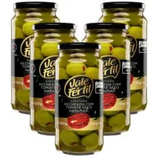 Kit 5 Azeitonas Verdes Recheadas C/ Tomate Seco Vale Fértil 130g