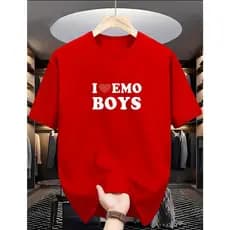 Camiseta Algodão I Love Emo Boys Coração