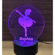 Luminária 3D Bailarina 2. Abajur 3d infantil. Opção de nome gravado, controle remoto