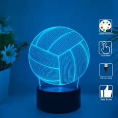 Luminária LED 3D bola de vôlei 2, 7 Cores, Abajur de mesa de esporte, com nome gravado