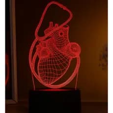 Luminaria coração Led 3D, coração e as artérias, órgãos, Anatomia, Opção de nome gravado