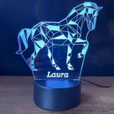 Luminária Led 3D 7 cores cavalo 2, Animais, opções: Nome gravado, Controle remoto