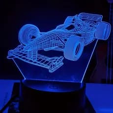 Luminária formula 1, carro de corrida led 3D, velocidade, Abajur com opção de nome gravado