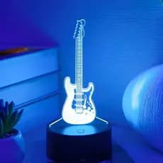 Luminária LED 3D Guitarra  / instrumento musical / Musica, com opção de nome gravado