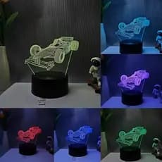 Luminária Led 3D Carro de corrida, Formula 1, velocidade, Abajur com nome gravado