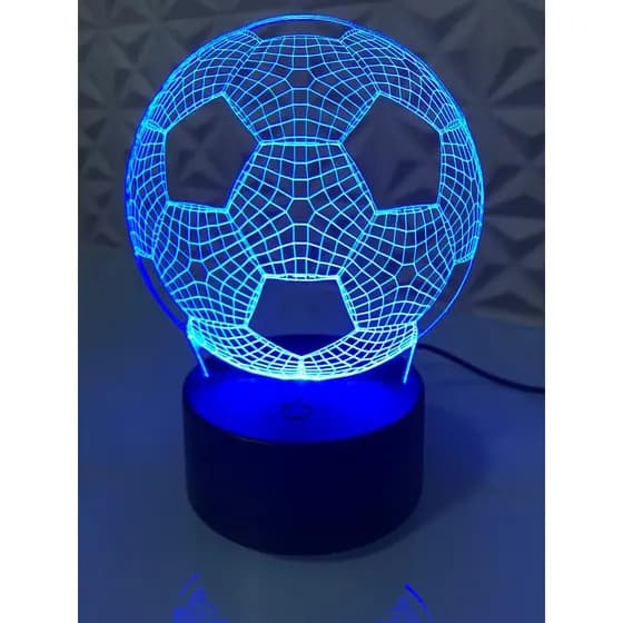 Luminária infantil 3d, Bola de futebol, Suporte celular, com opção de nome gravado, controle remoto