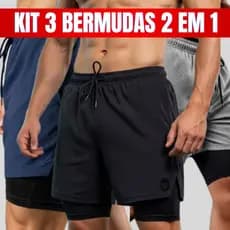 Kit 3 Short Kong Bermuda 2 em 1 Com Cueca Embutida Para Academia Treino Crossfit Corrida