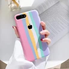 Capinha Colorido Arco-íris De Celular iPhone Silicone Super Macio Premium - Pronto Para Entregar