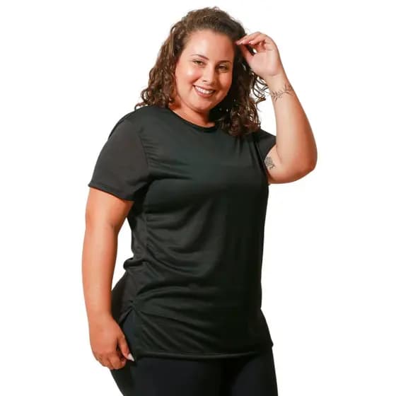 Blusa Dry fit Furadinho Plus Size Feminina Roupa de Academia Até o G5 Tapa Bumbum Para Treino Curve