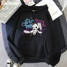 Moletom Arcane Jinx Hoodie Macaco Boneca Coelho Camisola Streetwear Unisex Mulheres  Graffiti Grunge Estilo Kpop Roupas
