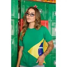 Camiseta Brasil Tendência Moda Feminina Copa Brasil Casual  T-Shirt Tendencia Copa Brasil Core