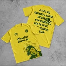Camiseta Brasil Feminina Charlie Brow Jr Camisa Masculina Skatista Tematica Copa