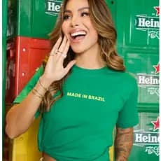 Camiseta Feminina Brasil Estampada Made In Brasil T-Shirt Gringa Camisa Copa Minimalista