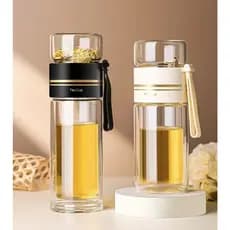 Garrafa de vidro duplo para chá com filtro infusor 420ml