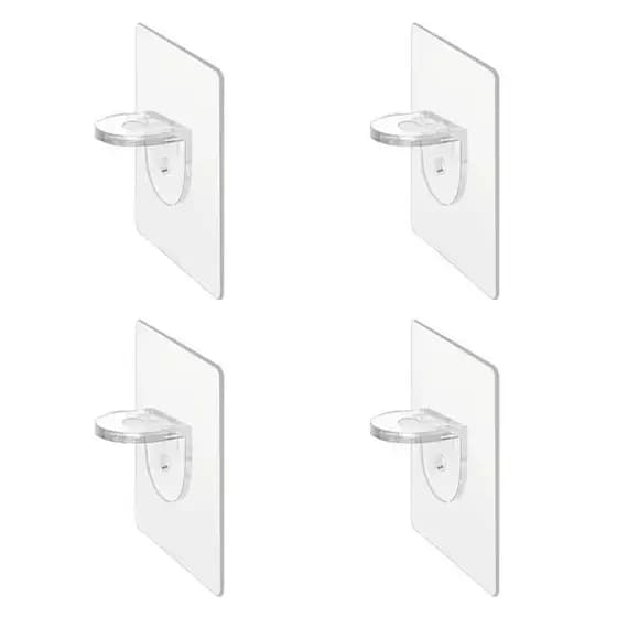 Kit com 4 Suportes Gancho Adesivo Transparente para Prateleira