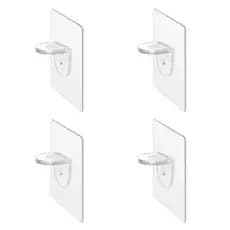 Kit com 4 Suportes Gancho Adesivo Transparente para Prateleira
