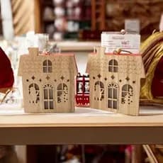 Kit Mini Luminária Natalina Casinha Decorativa em Madeira NATAL
