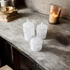 KIT C/3 Velas Tamanhos Diferentes  Luz Led Eletrônica  Acrílico Transparente Interponte