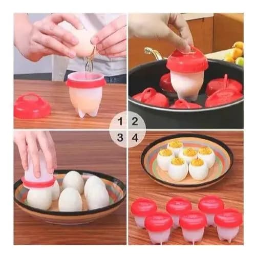 Jogo Com 4 OU 6 Formas Para Cozinhar Ovos Magic Egg Em Silicone FWB