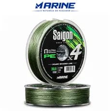 Linha de Pesca Multifilamento Marine Sports Saigon X4 PE Verde Escuro - 100m - Vários Tamanhos