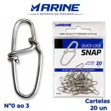 Snap de Pesca Quick Lock Marine Sports Engate Rápido para Isca Artificial Varios tamanhos - 20unds - Cartelas
