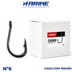 Anzol de Pesca Marine Sports Chinu Black Nickel Nº 6 - Caixa com 100un