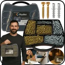 Kit Parafusos E Buchas S/anel 1.000 Peças C/ Maleta Chipboard P/ Madeira Marceneiro Montador