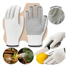 Kit 12 Pares Luva Pigmentada Pano Segurança Carpinteiro Branco