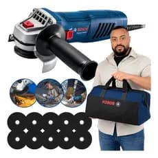 Esmerilhadeira Angular Gws770 Lixadeira Bolsa Bosch Profissional Kit Disco Corte 10un