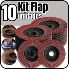 Kit 10 Discos Flap Profissional G40 G60 G80 4.1/2 Pol Lixamento Desbaste Metal Inox Aço Ferro