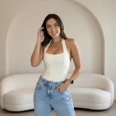 Blusa Halter Antonella Frente Única Dupla na Frente com Recortes Moda Gringa