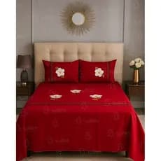 Jogo de Cama Lençol Casal E Solteiro Bordado Artesanal 3 peças Oxford Com 2 Fronhas Colcha Com Barra