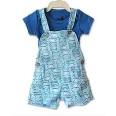 Conjunto Verão Bebê Body + Jardineira Masculino Hipo Infantil Kiko Baby Menino REF.E0088