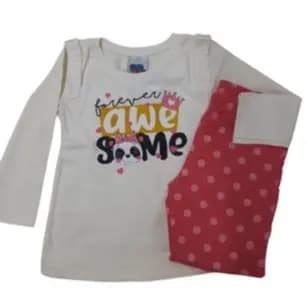 Conjunto Menina Blusa E Legging Feminino Manga Longa Calça Infantil Kiko E Kika REF. 08044