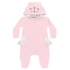 Macacão Bebê Capuz Manga Comprida Menina Suedine Feminino Infantil Kiko E Kika REF. 08352