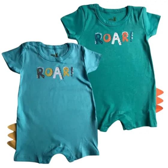 Macacão Dinossauro Estampado Bebê Menino Manga Curta Infantil Kiko E Kika Bebe Masculino Ref 10391