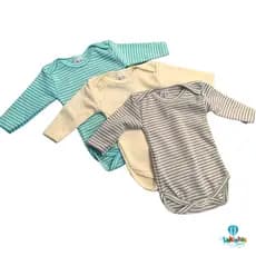 Kit 3 Body Bebê Manga Longa Listrado Flaphy Suedine Infantil Diversas Cores
