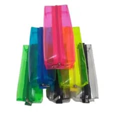 Estojo Escolar Organizador/ Plastico Cristal Colorido Transparente  Porta Lápis e Canetas 1REPARTIÇÃO