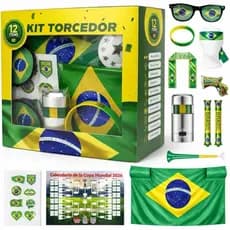 Kit Torcedor Brasil 12 Itens Copa Mundo 2026 Completo Acessórios Seleção Hexa Pronta Entrega Essenciais para uma Festa