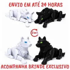 Lobo Totalmente aritculado com olhos brilhantes   - Enfeite/Decoração/Presente/Brinquedo