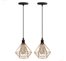 Luminária Kit 2 Lustre Pendente Diamante Aramado Luminária Teto Decoração
